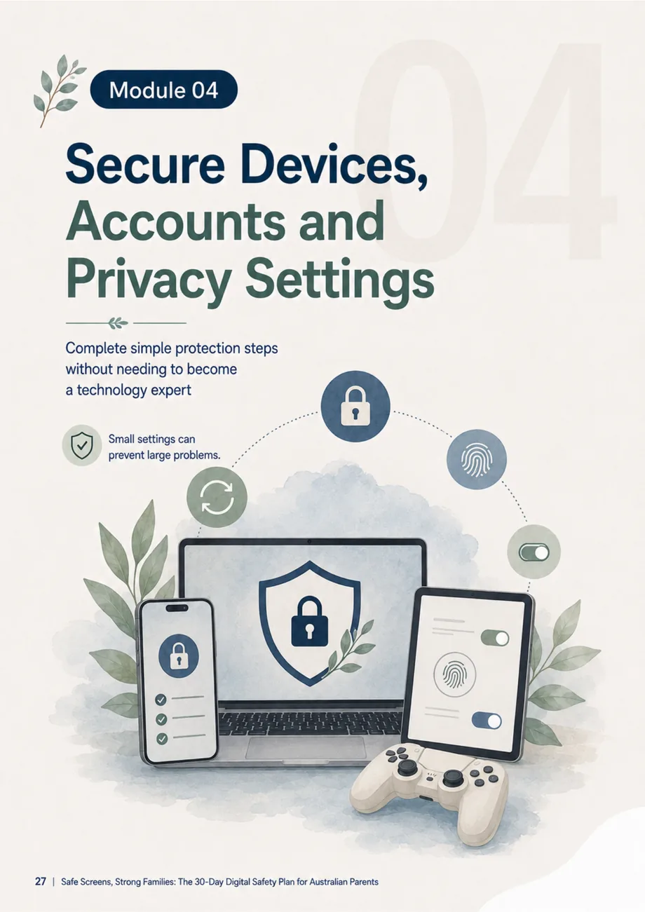 Inside page: Secure Devices, Accounts and Privacy Settings